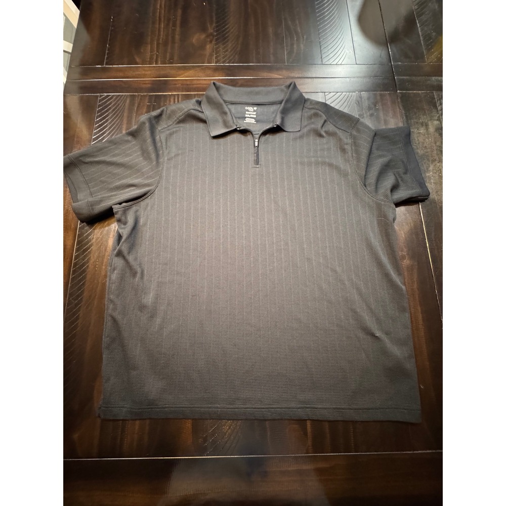Haggar Cool 18 PRO Mens XXL Black Quarter Zip Polo Shirt Short Sleeve Textured